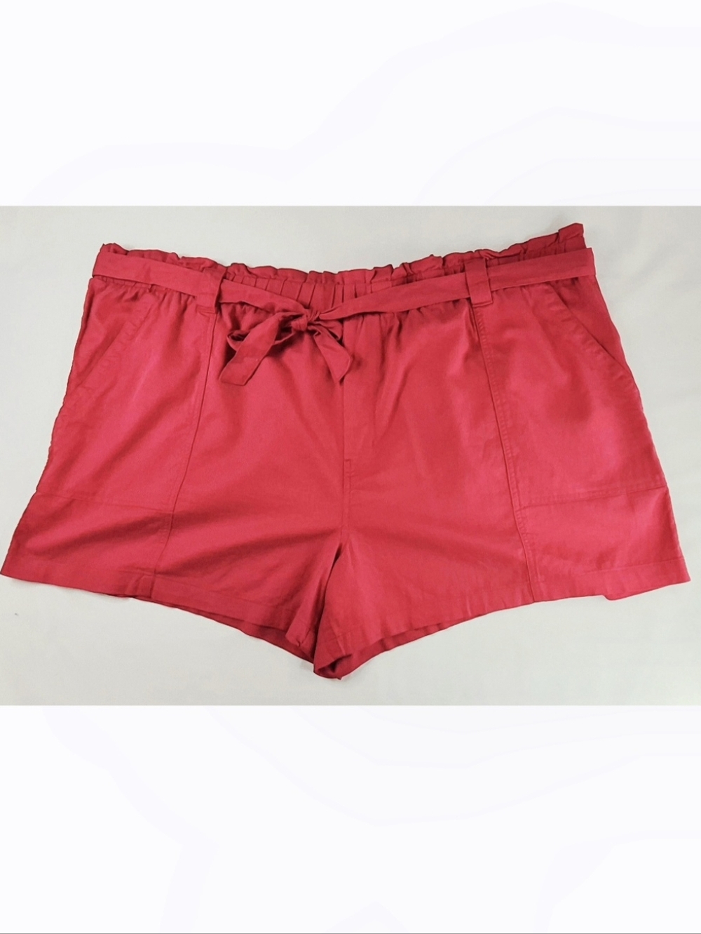 Terra & Sky Bright Red High Waist Tie-Front Shorts 3x 24/26